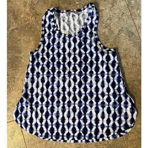 Athleta split seam tie dye geometric tank top, blue print, women's size XS